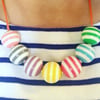 Bright colourful stripey stripe striped bead necklace summer pastel