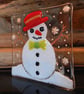 Handmade Fused Glass 'SnowMan' T Light Holder - Image 4