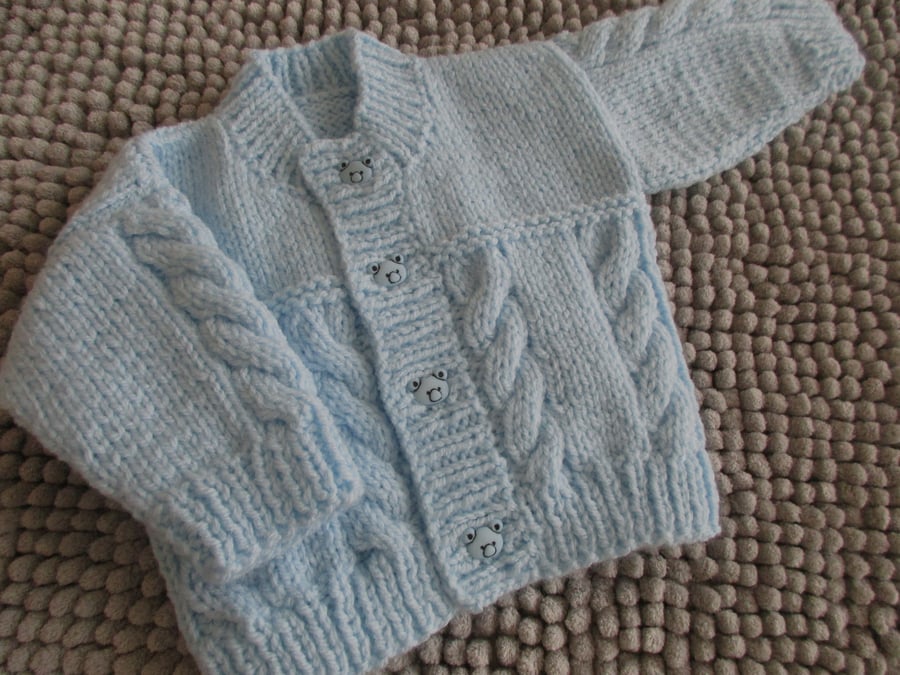 14" Baby Boys Cable Cardigan