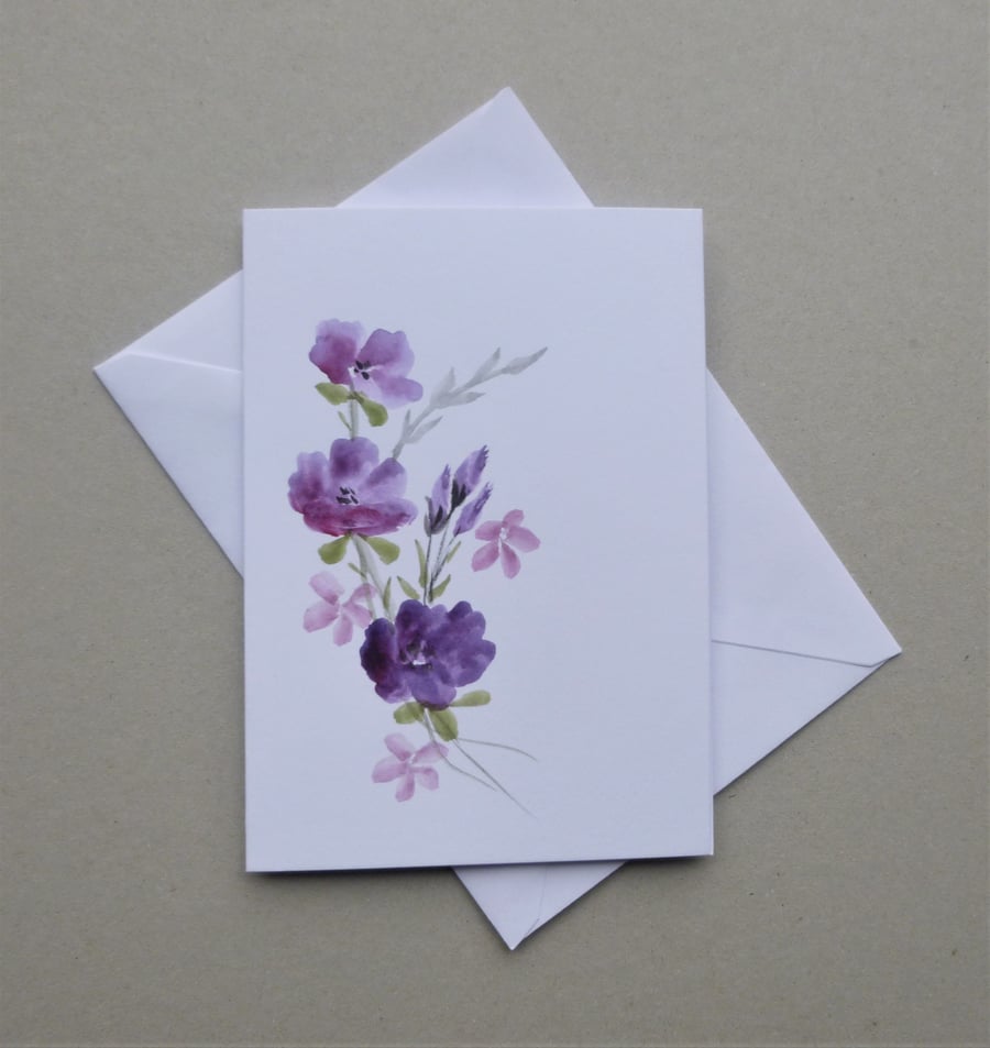 greetings card hand painted original floral art ( ref F 448.M3 )