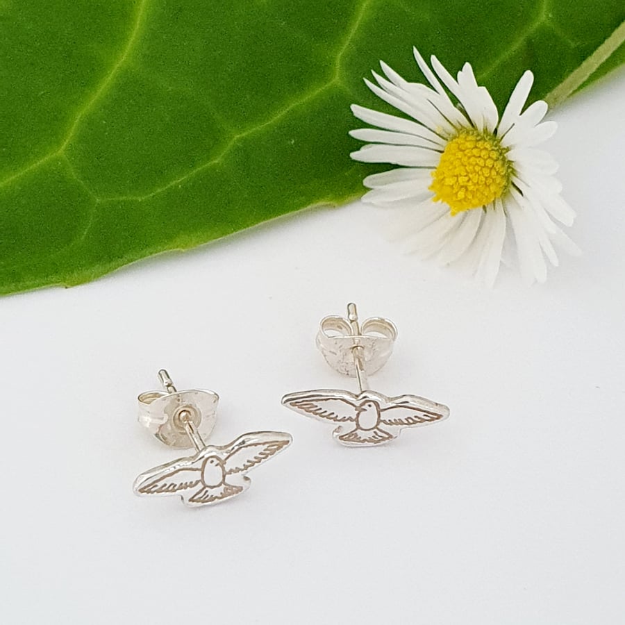 Bird Stud Earrings (Sterling Silver)