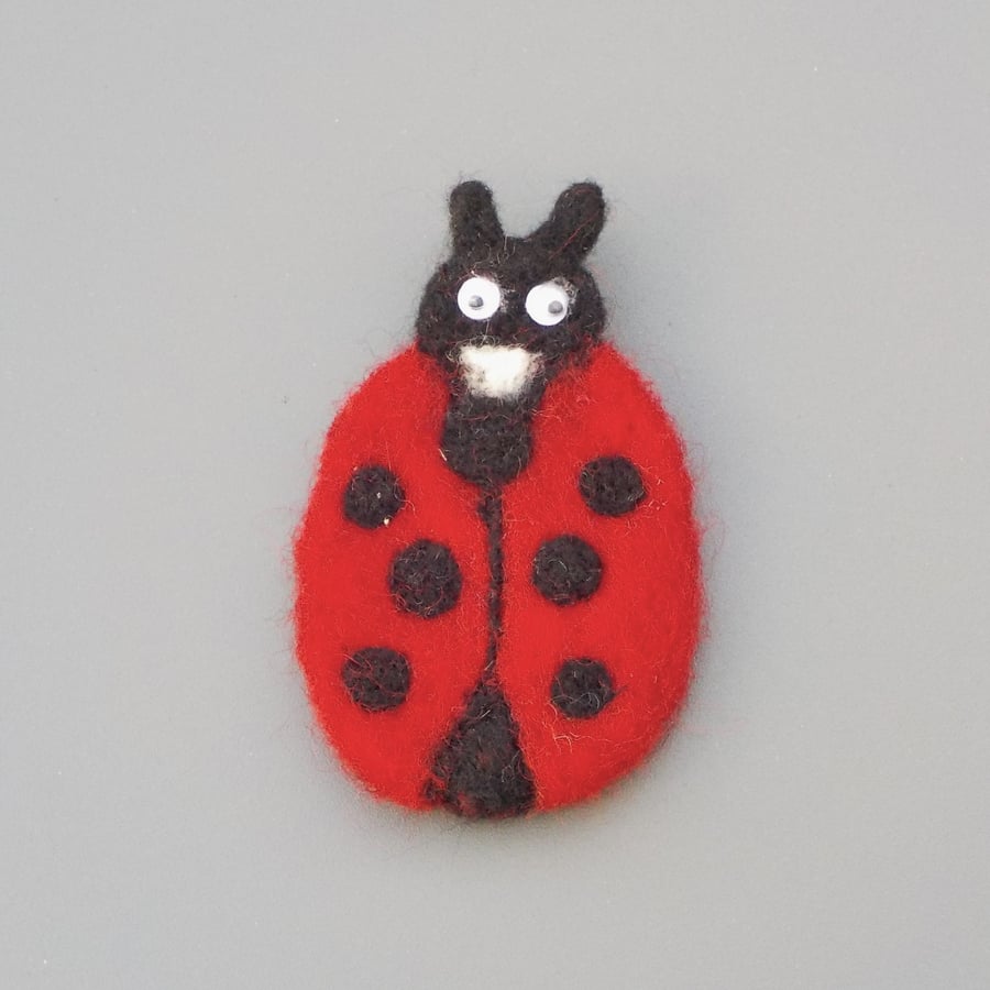 Felt fridge magnet seven spot ladybird bug needle felted