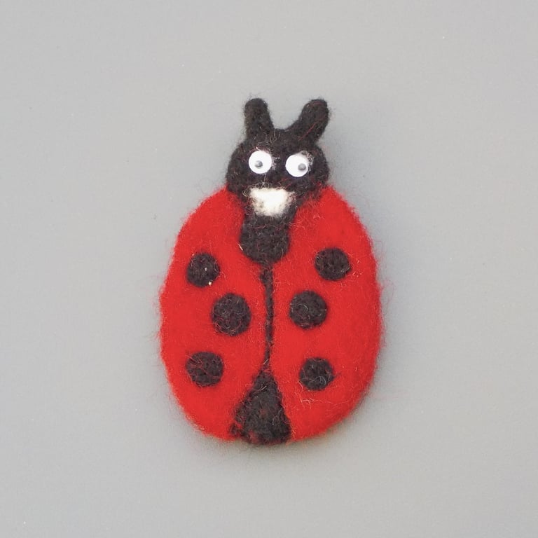 Felt fridge magnet seven spot ladybird bug needle felted