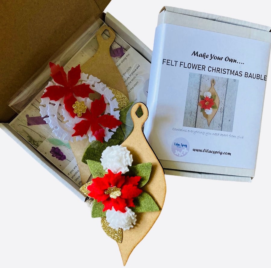 Christmas Felt Flower Bauble Kit, Make Your Own Kit
