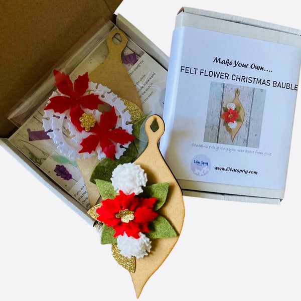 Christmas Felt Flower Bauble Kit, Make Your Own Kit