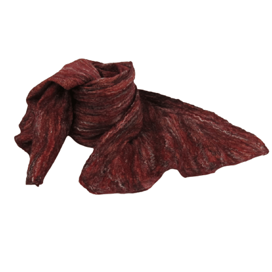 Nuno felted scarf, merino wool on cotton with flax linen fibres