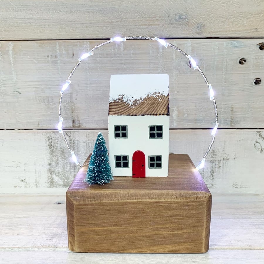 Winter House with Fairy Lights Christmas Gift
