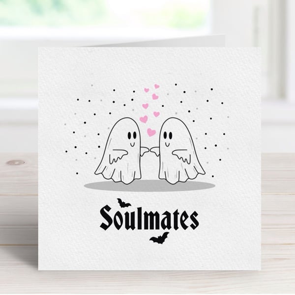 Spooky Cute Anniversary Card, Alternative Ghost Greeting Card.