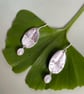 Silver Ginkgo impressed earrings with Fresh Water Pearls