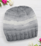 Grey and White Ombre Baby Hat 0-3 Months, Hand Knitted Gender Neutral Beanie - Image 1