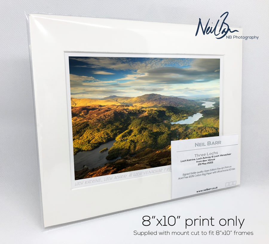 Loch Katrine, Achray & Venachar from Ben Venue - A5 (10" x 8") Unframed Print