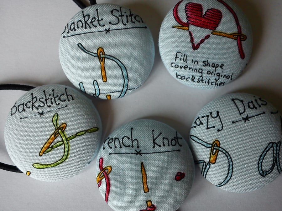 Sewing Stitch hair button bobbles set of 5 in gift tin