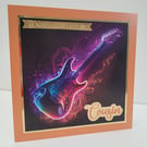 Happy Birthday Cousin Card – Neon Electric Rock Guitar Card for Him or Her