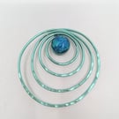 Modern green enamelled wire brooch