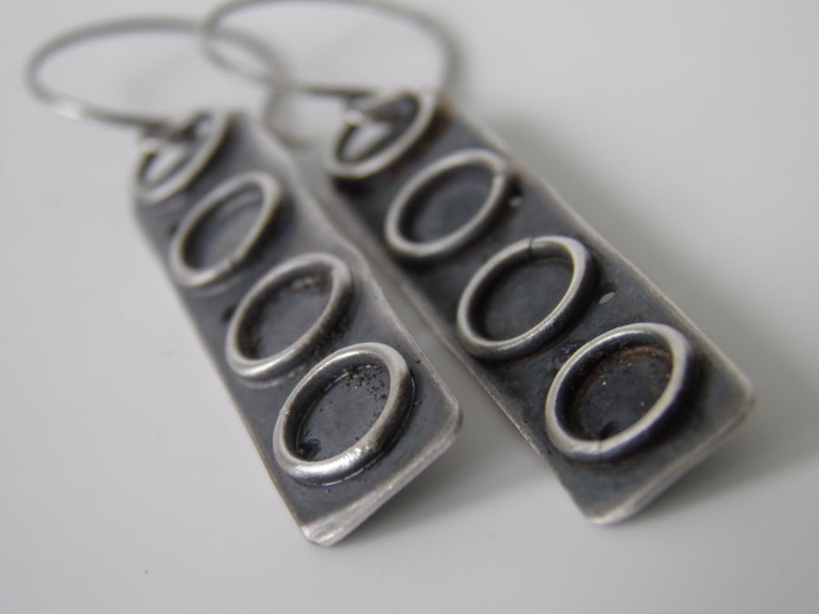 Sterling Silver Earrings Long Drop Oxidised