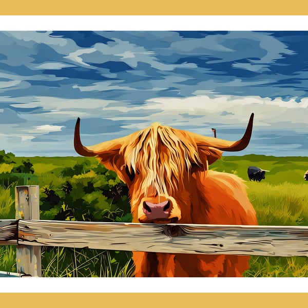 Highland Cow Scotland Greeting Card A5 Size 