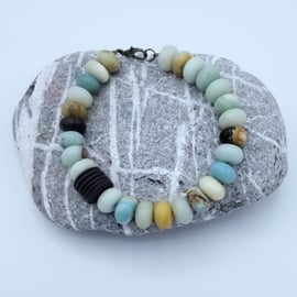 Bracelet CHOOSE Colour Amazonite Rondelle Natural Gemstones, Porcelain 3 UK post