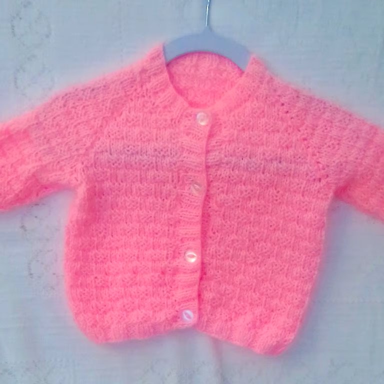 Baby's Brick Patterned Cardigan, New Baby Gift, Premature Sizes, Custom Make