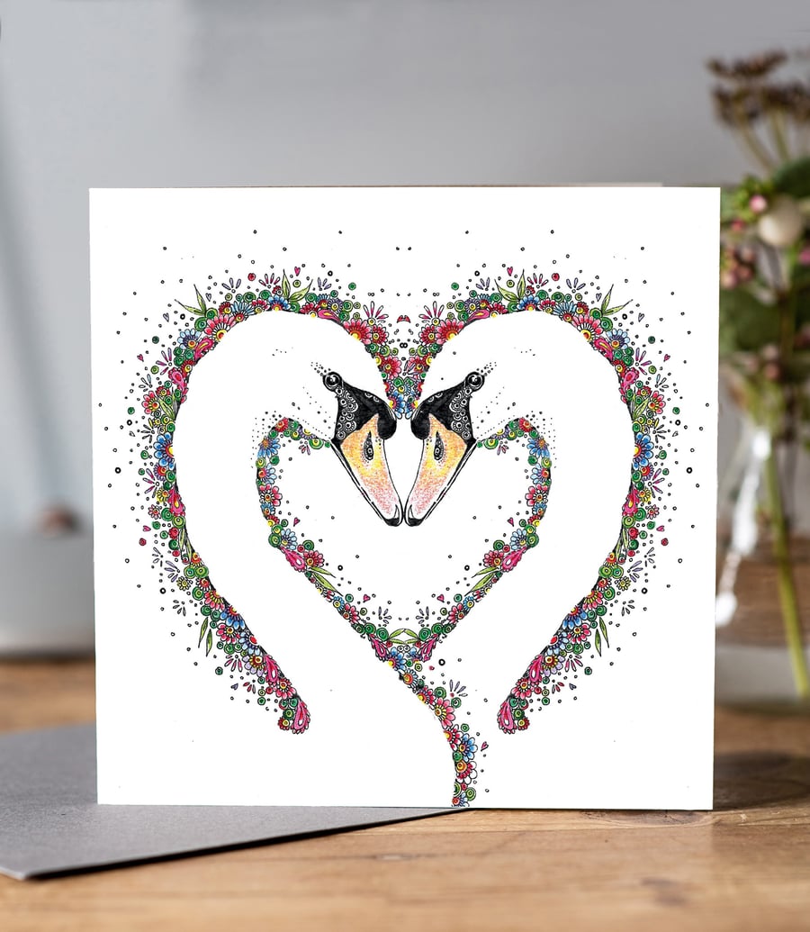 Swan Heart Greeting card 