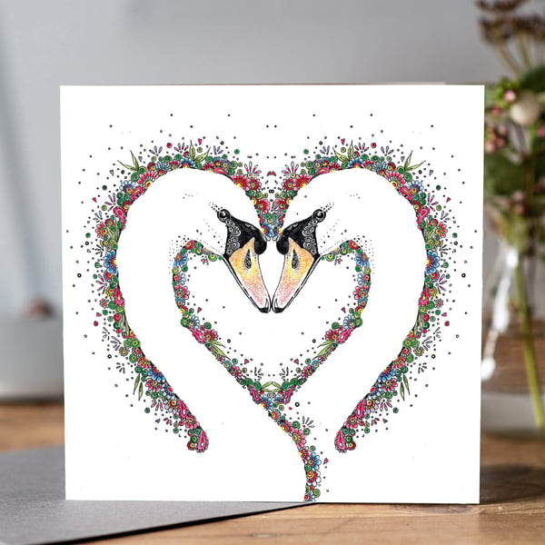 Swan Heart Greeting card 