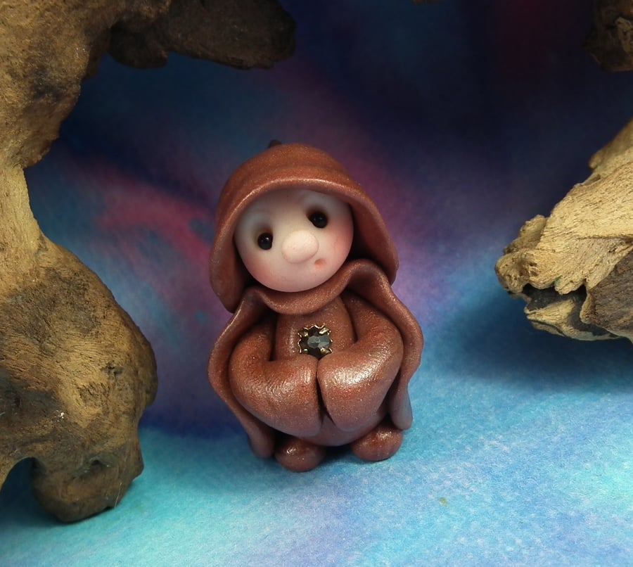 Tiny Gnome Monk 'Brother Osta' 1.5" OOAK Sculpt by Ann Galvin Gnome Village