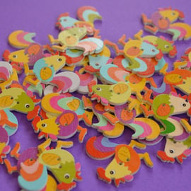 Wooden Cockerel Buttons Mixed 30x30mm Chicken Hen (CK2)