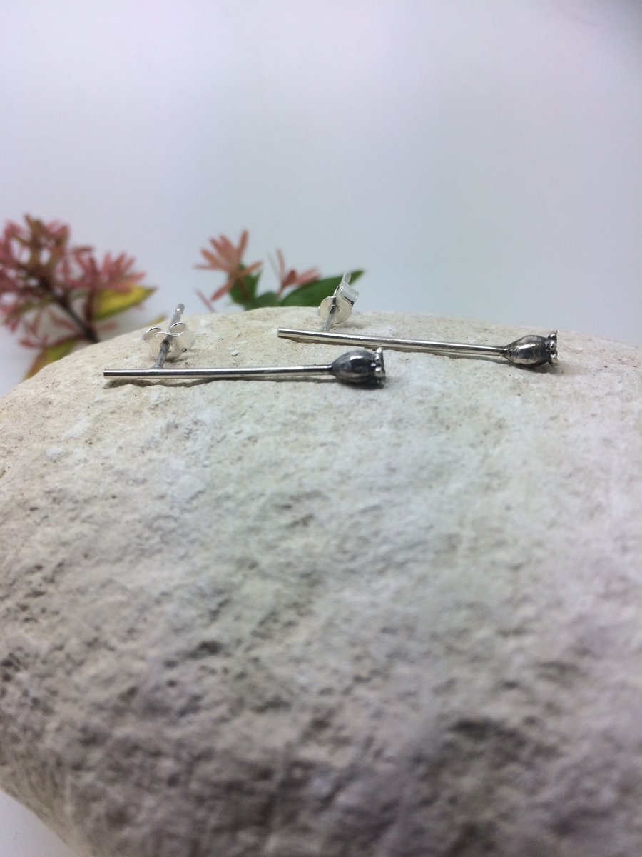Tiny poppy seed head earrings