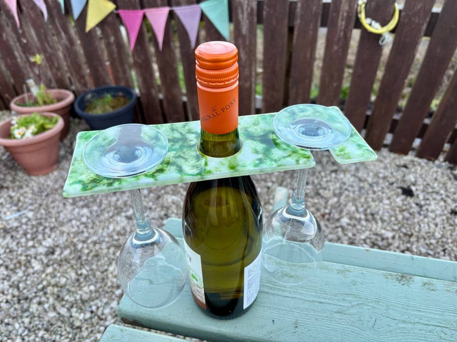 Fused glass wine caddy -1