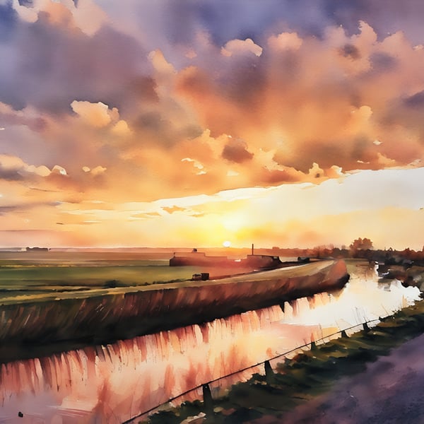Sunrise Well Creek Norfolk Blank Greeting Card A5