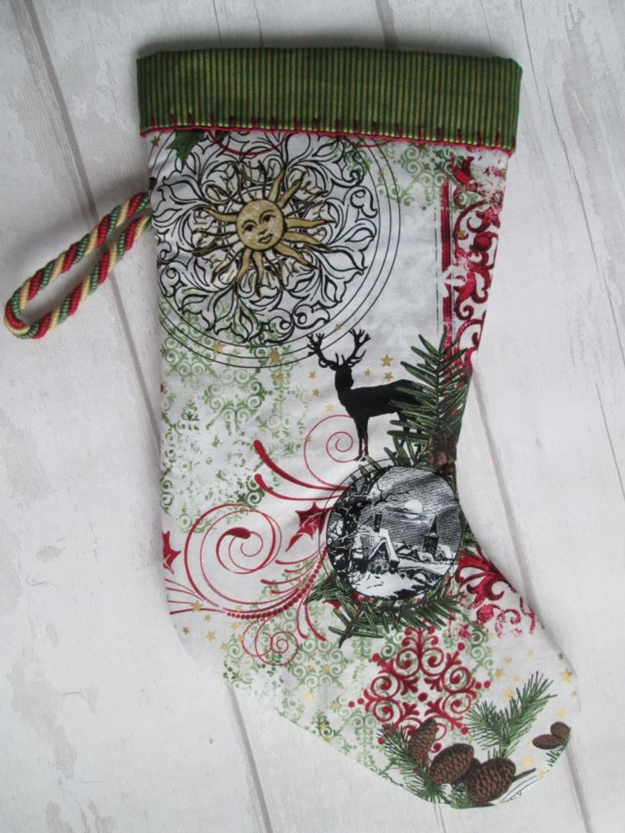 HELD - SALE - Winter Collage Christmas Stocking