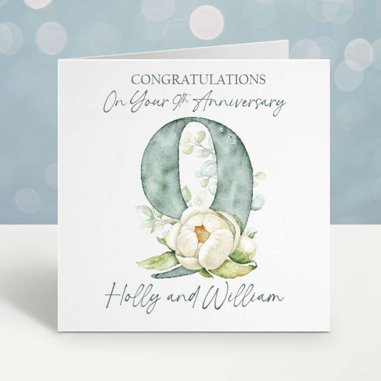 Handmade Personalised 9th Wedding Anniversary Card