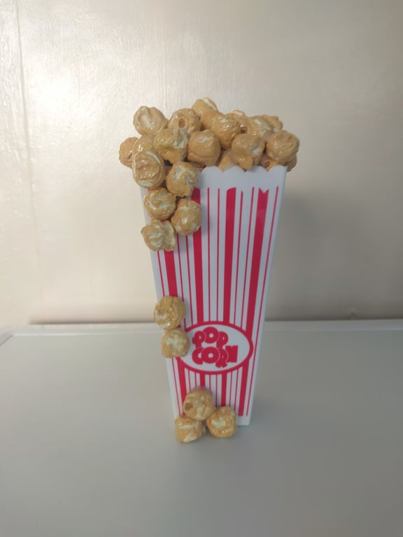 Classic 8" Filled Fake Toffee Popcorn Box For Home Cinema, Mancave, Movie Night 