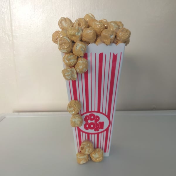 Classic 8" Filled Fake Toffee Popcorn Box For Home Cinema, Mancave, Movie Night 