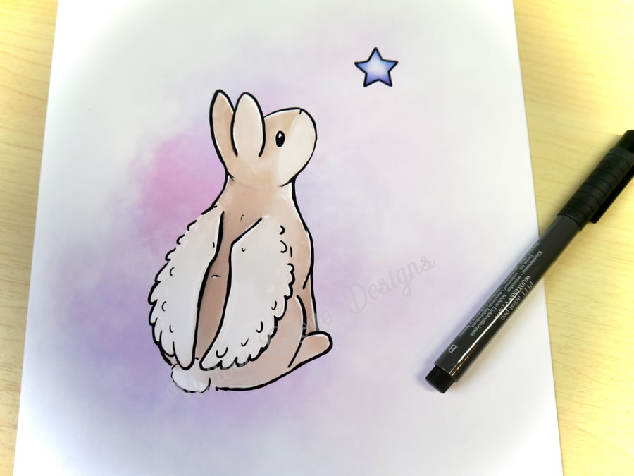Angel bunny rabbit print 