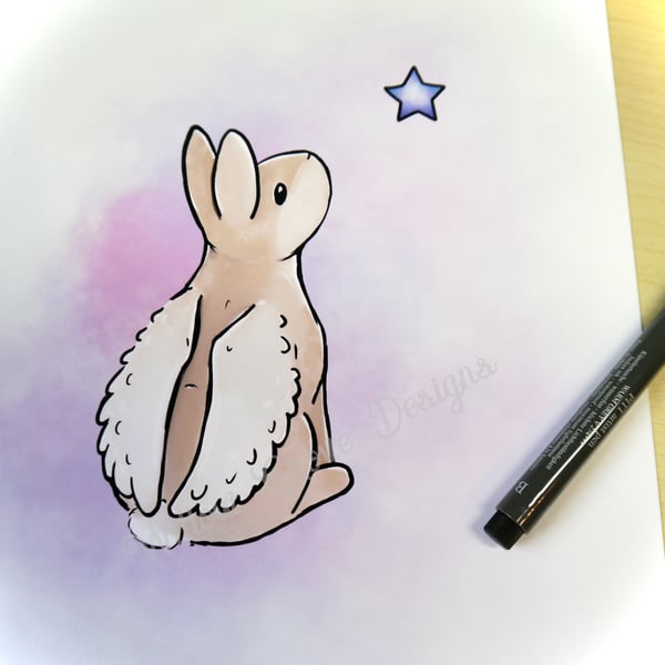 Angel bunny rabbit print 