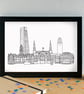 Leeds Skyline Art Print - Image 2