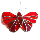 Red Amber Butterfly Suncatcher Stained Glass Handmade
