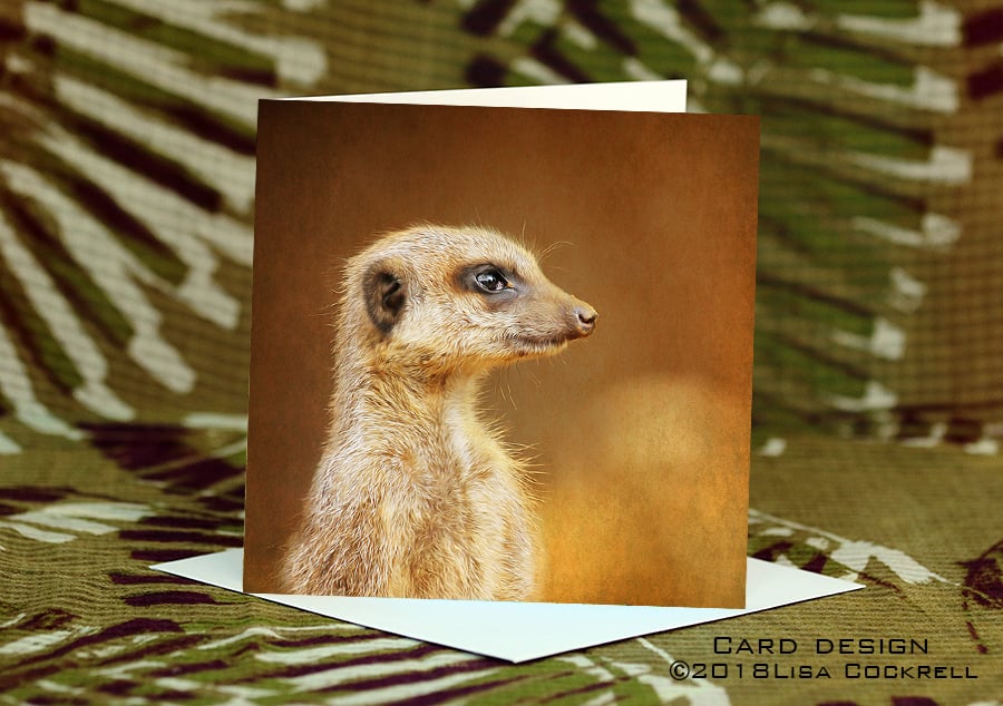 Exclusive Handmade Meerkat Greetings Card on Archive Photo Paper
