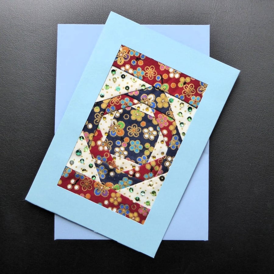 Individually Hand Crafted Textile patchworked Blank Card