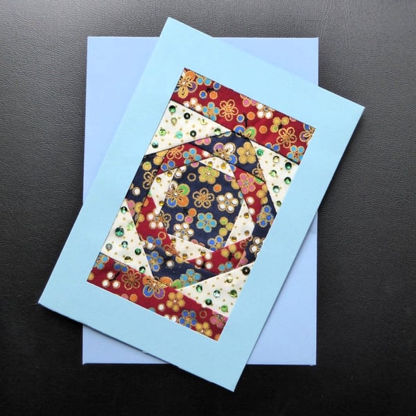Individually Hand Crafted Textile patchworked Blank Card