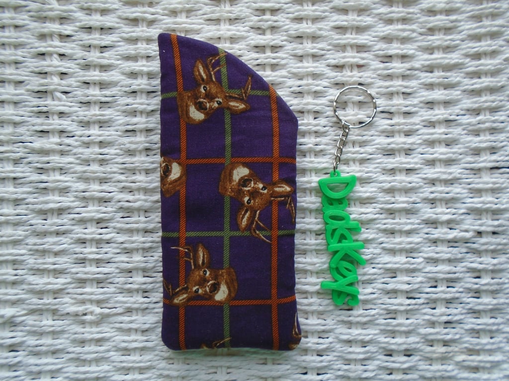 Stag Glasses Case & Dads Keys Keyring Gift Set 