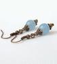 Blue jade bronze earrings, vintage style - Image 4
