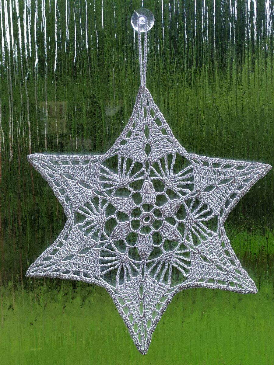 Crochet Christmas Star Window Decoration