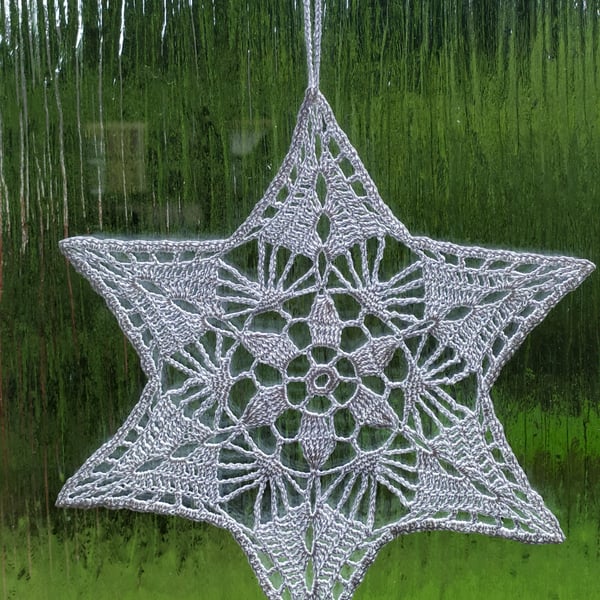 Crochet Christmas Star Window Decoration