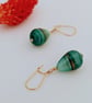 Mint Aquamarine Aventurine Murano Glass Earrings: Gold Filled Beads and Earwires