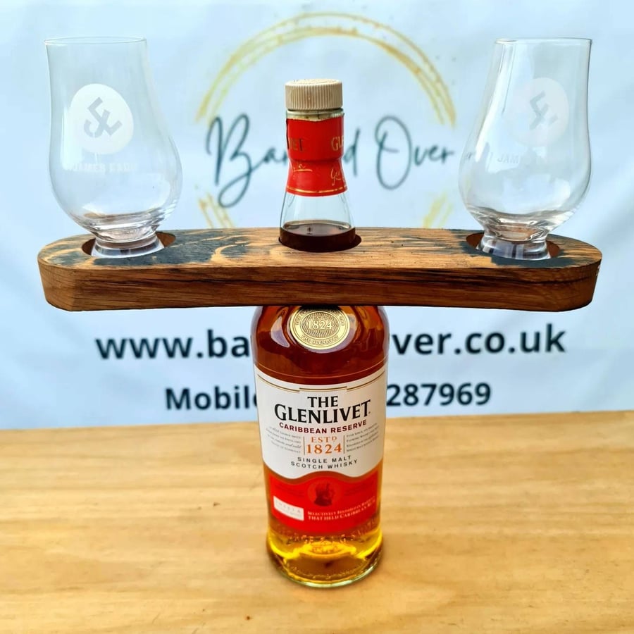 Whisky Bottle and Glencairn Glass Holder