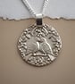 Two Turtle Doves Coin Necklace Deep Engraved Recycled Sterling Silver Christmas 