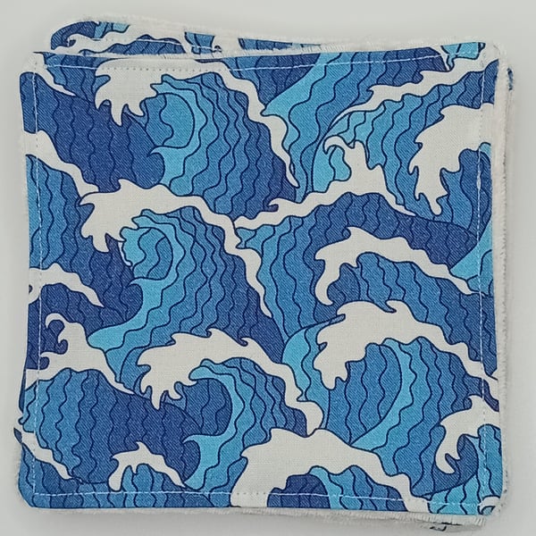 Waves reusable bamboo wipes set of five