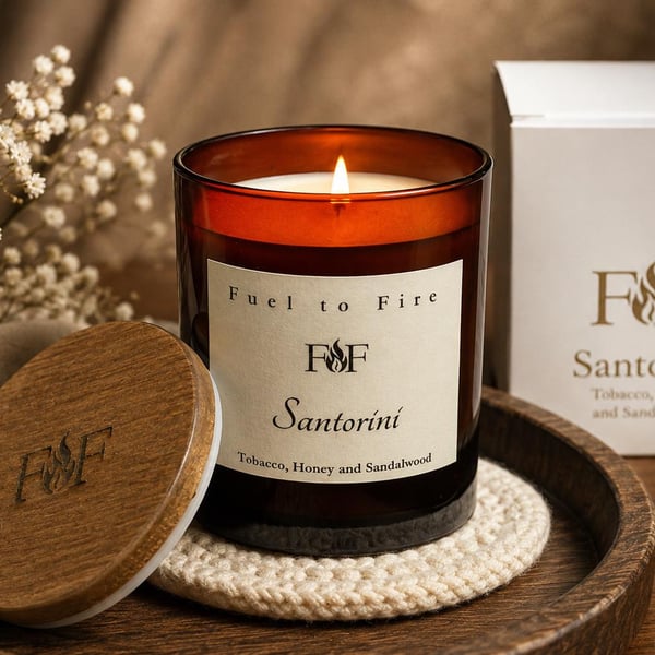 Tobacco, Honey & Sandalwood Scented Candle - Gift Box - Woody Masculine Scent