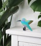 Hummingbird wall art, set of 2 flying miniature birds, tropical bird decor. - Image 4